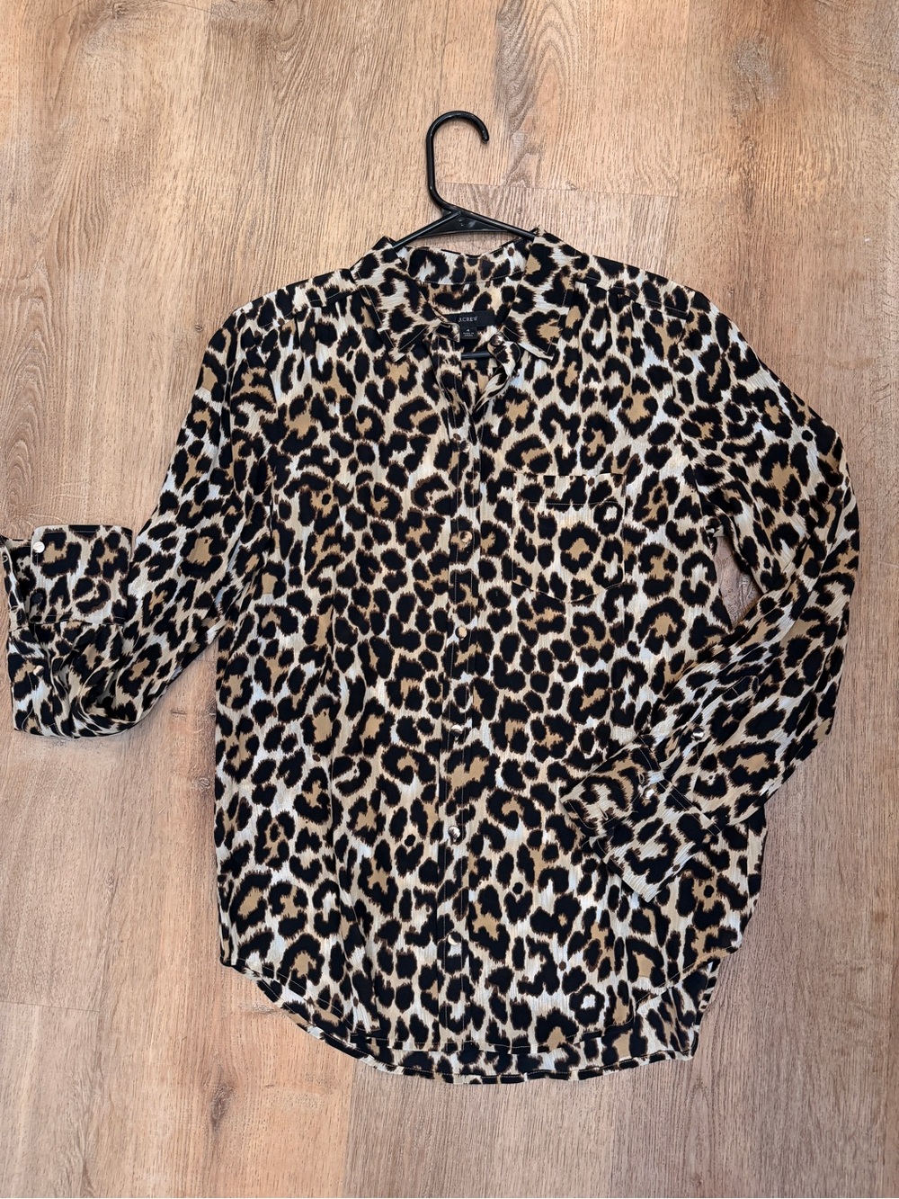 J. Crew Leopard Print Button-Down Shirt - Black, Tan, White